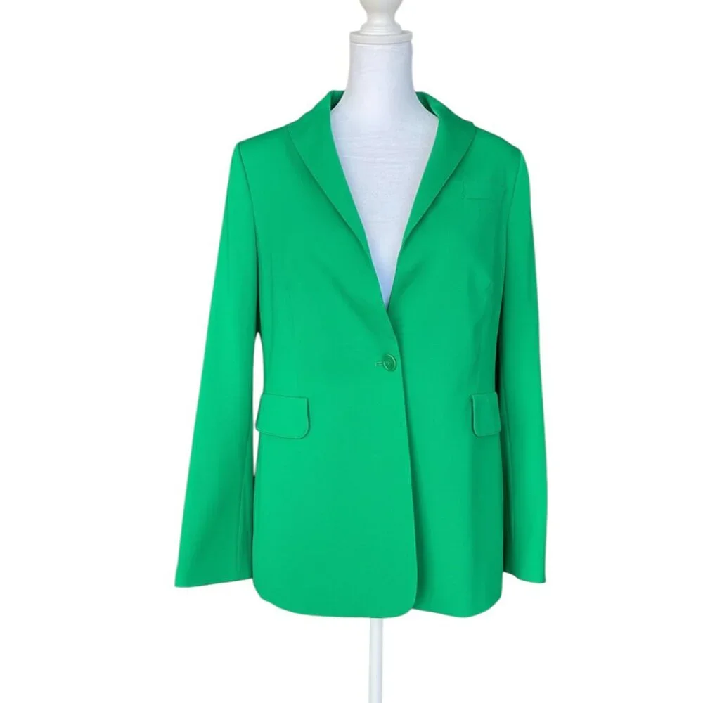 Akris Punto Emerald Wool Statement Blazer – Size 12 – Luxury Collector Piece - Picture 2 of 10